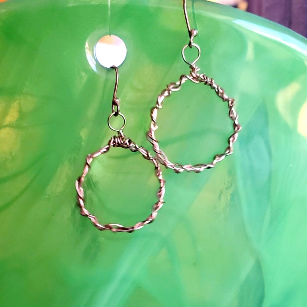 Hand wrapped sterling silver wire earrings
